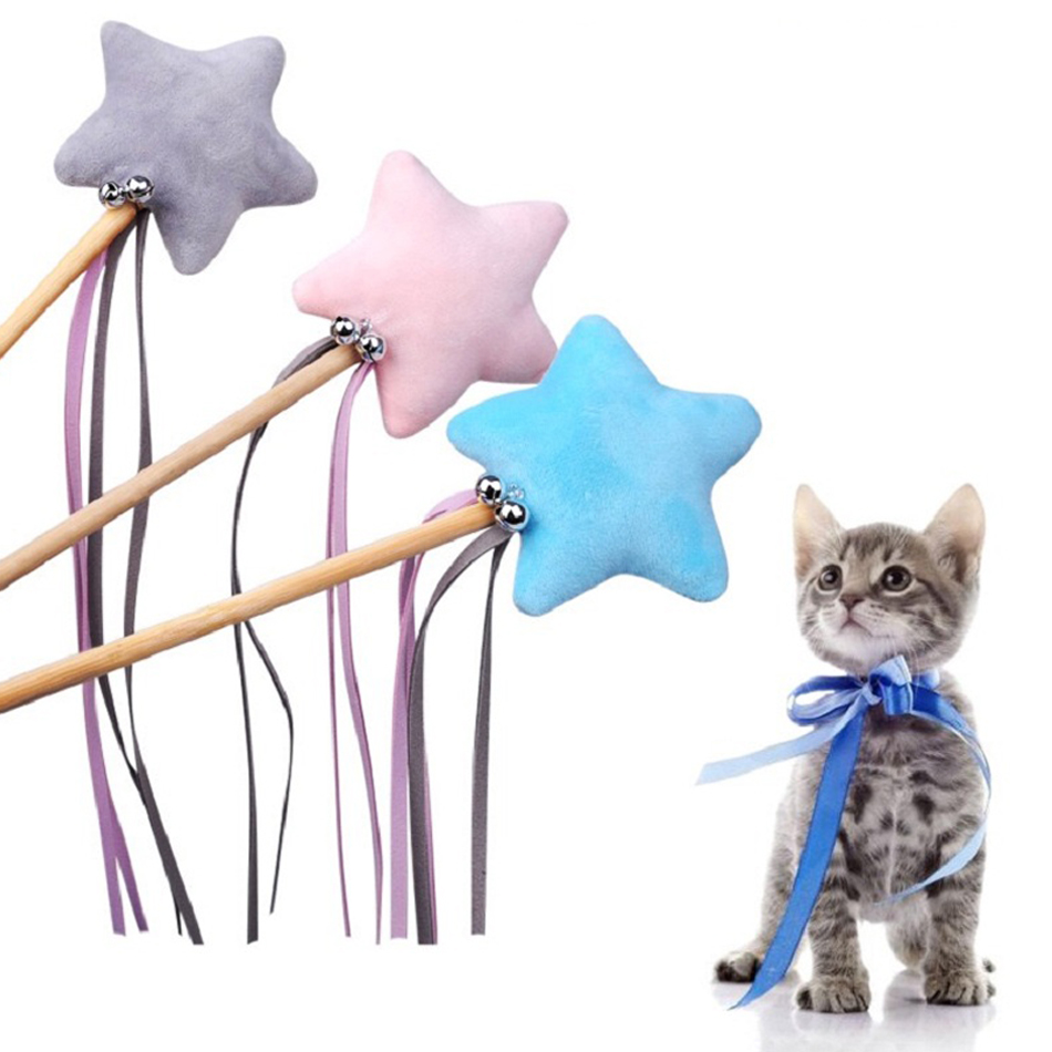 ไม้ล่อแมว ของเล่นแมว Petsuka รูปดาวนุ่มฟู สีฟ้า